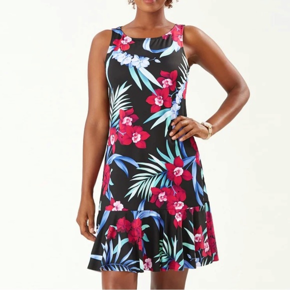 Tommy Bahama Midnight Orchid High-Neck Dress - Picture 2 of 16